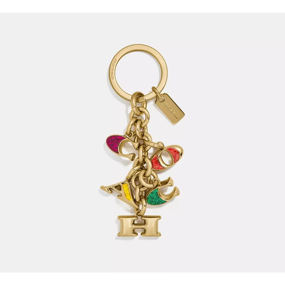 Gold Multicolor Glitter Letter Mix Key Fob Charm F40679 by Coach