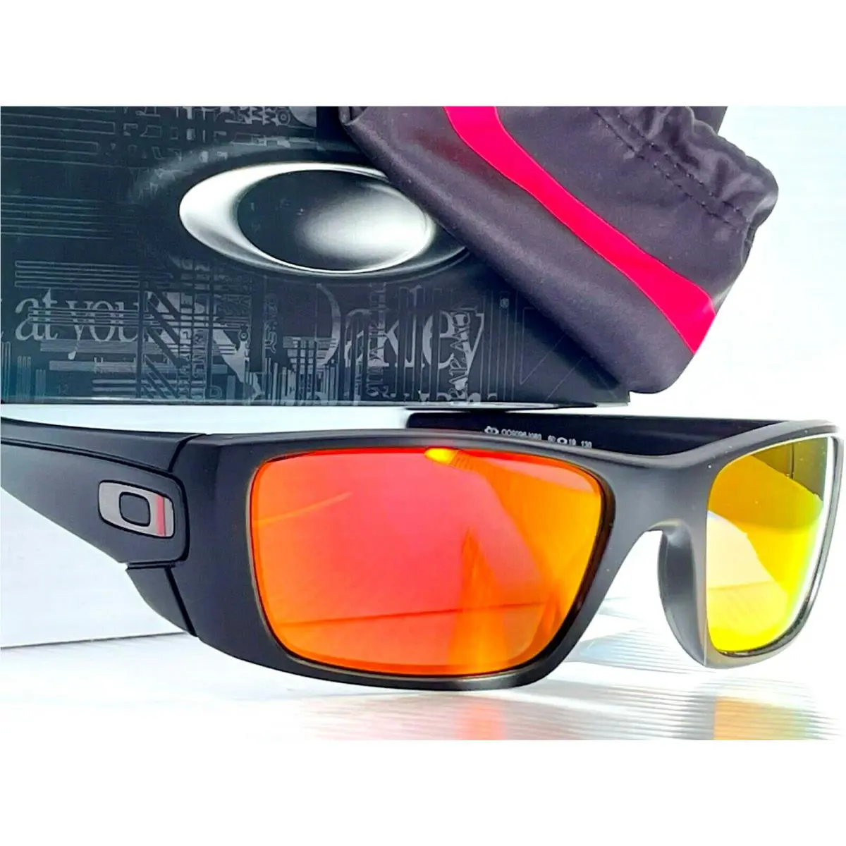 Fuel Cell Black Thin Red Line Polarized Galaxy Ruby Lens Sunglass 9096 by Oakley