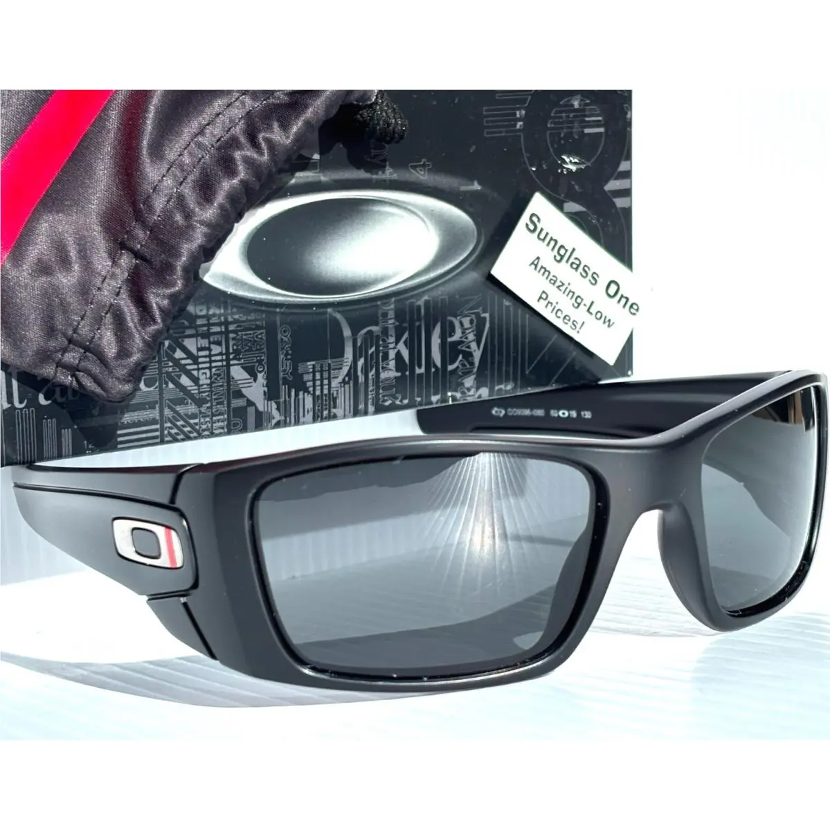 Oakley Fuel Cell Black Thin Red Line Polarized Galaxy Ruby Lens Sunglass 9096