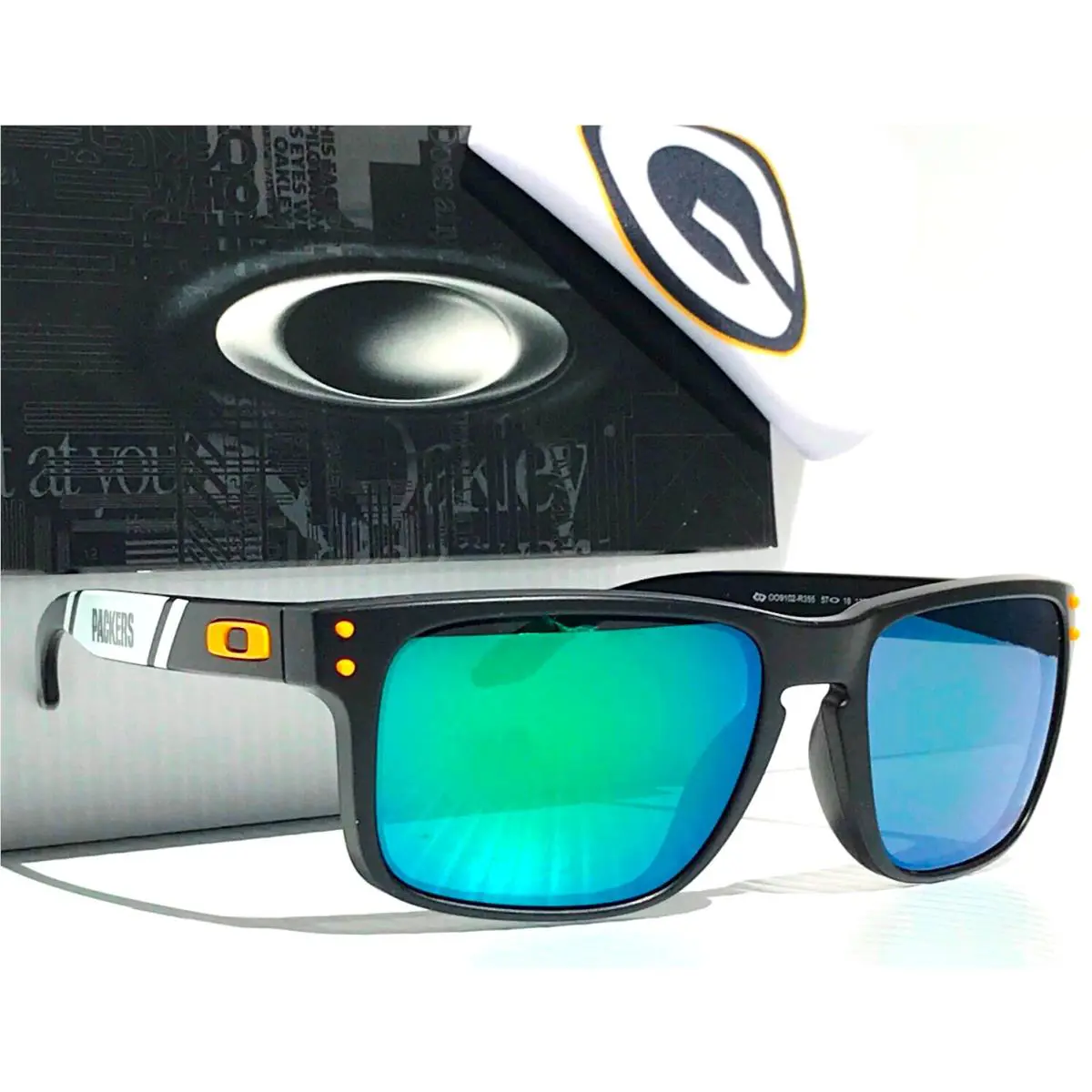 Nfl  Holbrook Green Bay Mt Black Packers Prizm Jade Lens Sunglass 9102-R3 by Oakley