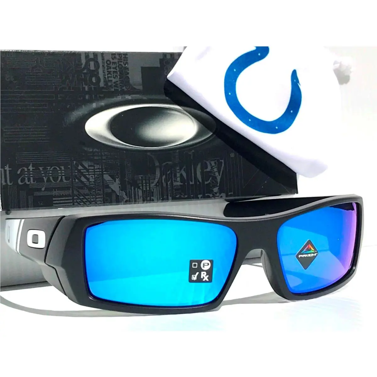 Nfl  Gascan Indiana Colts Matte Black Prizm Sapphire Lens Sunglass 9014-A1 by Oakley