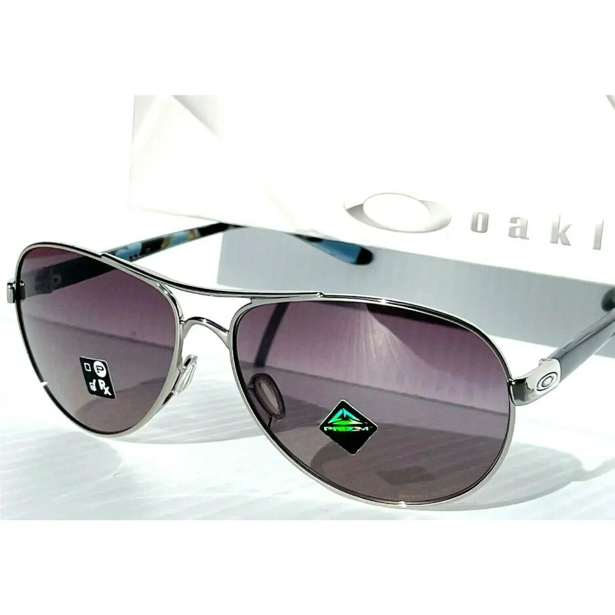 Feedback Chrome Blue 58m Aviator Galaxy Polarized Rose Gold Sunglass 4079 by Oakley