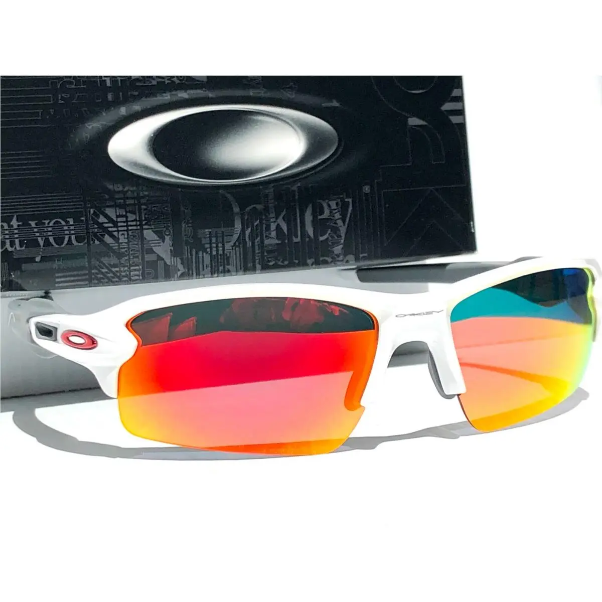 Flak 2.0 White w Ducati Red w Polarized Galaxy Ruby Sunglass 9188 by Oakley