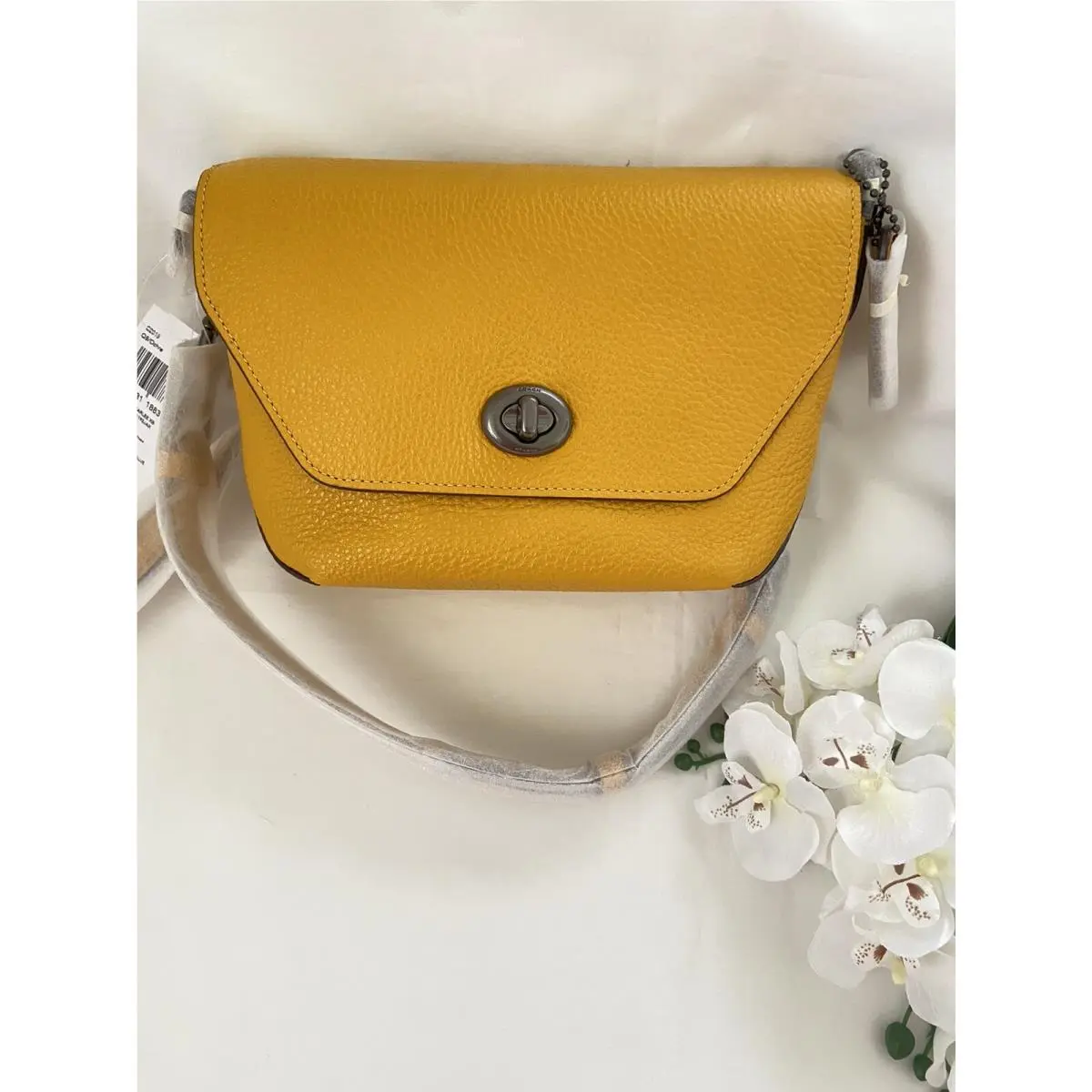Coach C2815 Karlee Crossbody Bag Pebble Leather Ochre Yellow