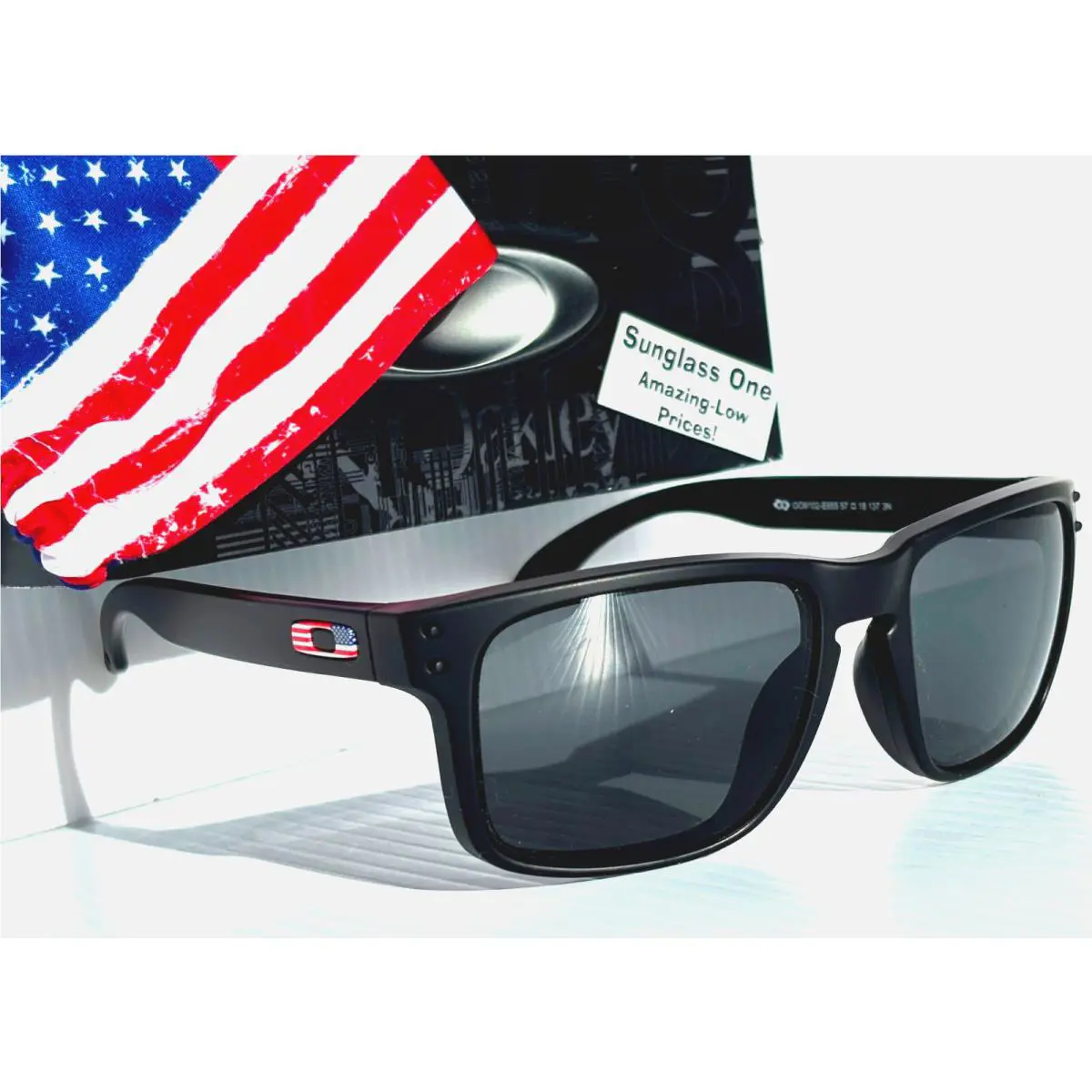Holbrook Matte Black Usa Flag with Gray Iridium Lens Sunglass 9102-E6 by Oakley