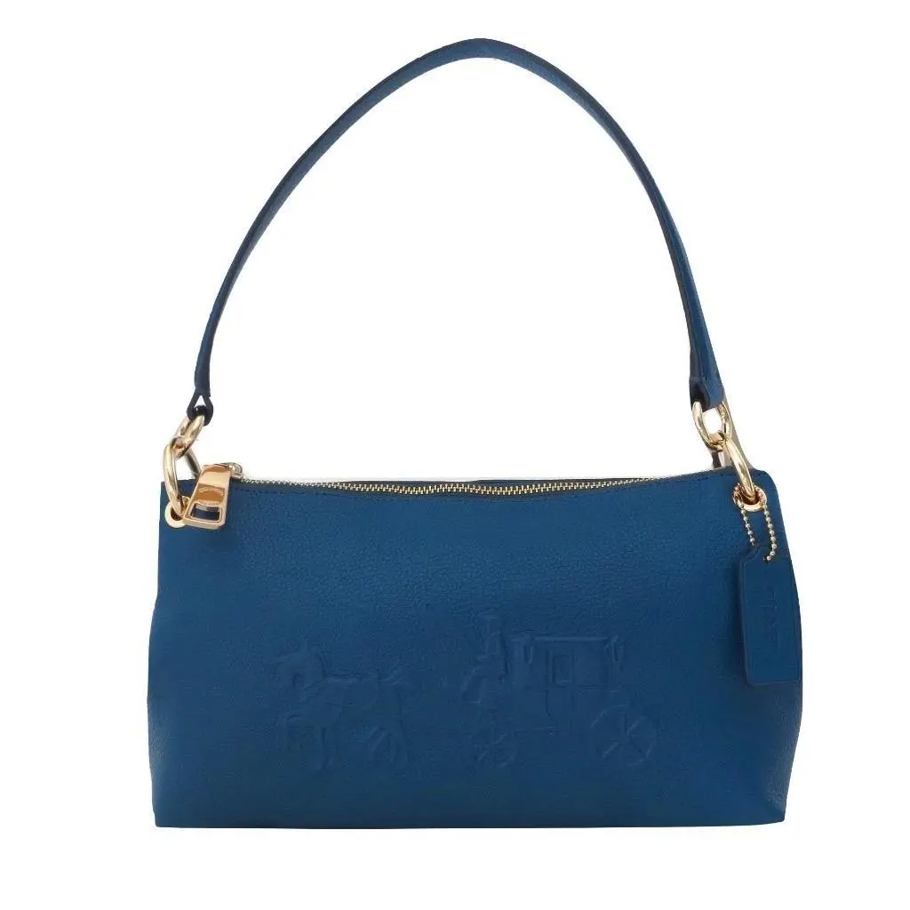 Coach Charley Teal Blue Leather Crossbody Swingpack Purse 33521 Rare