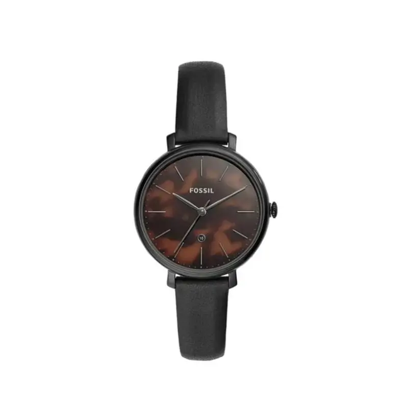 ES4632 Jacqueline Three-hand Date Black Leather Watch by Fossil