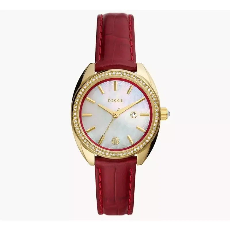 Fossil BQ3772 Vale Three-hand Date Red Leather Watch