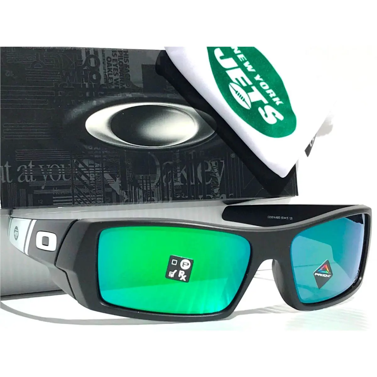 Nfl  Gascan York Jets Matte Black Prizm Jade Lens Sunglass 9014-A8 by Oakley