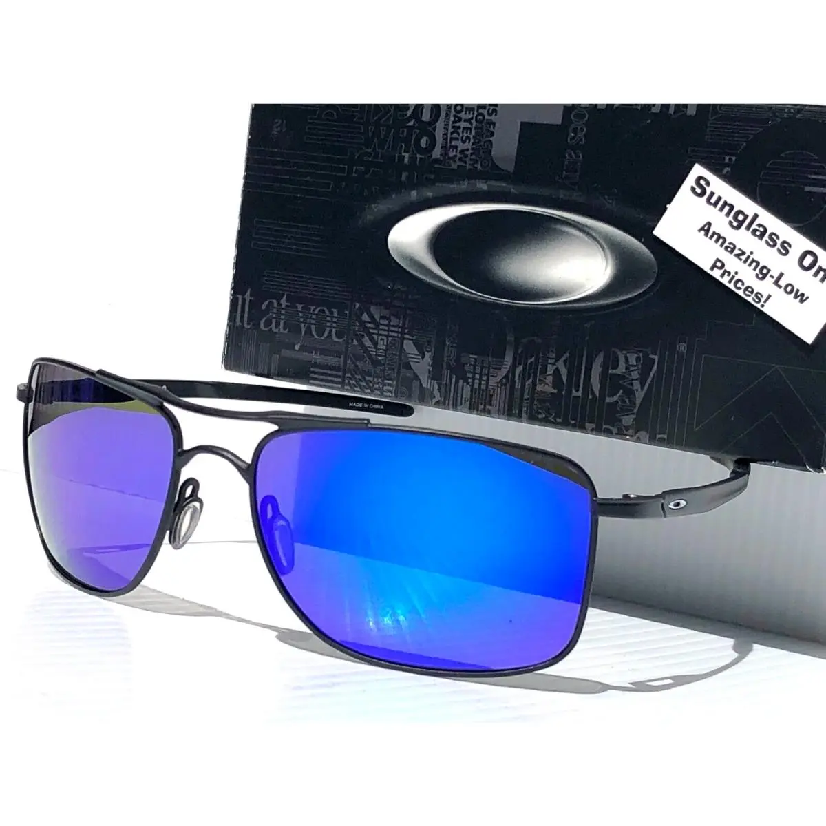 Oakley Gauge 8 62mm Matte Black Polarized Galaxy Blue Mirror Sunglass 4124