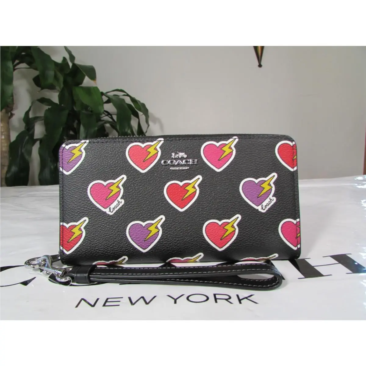 Coach Long Zip Around Wallet with Coach Graphic CW476 Black Multi