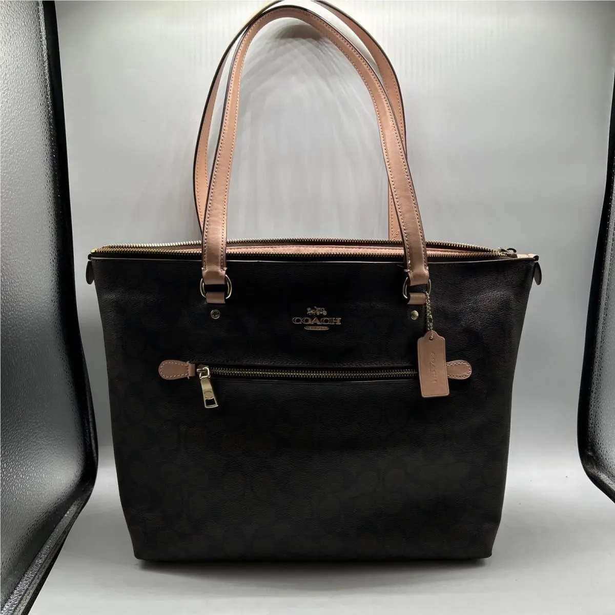Coach City Tote in Signature Canvas Shoulder Bag - Pink/brown 79609