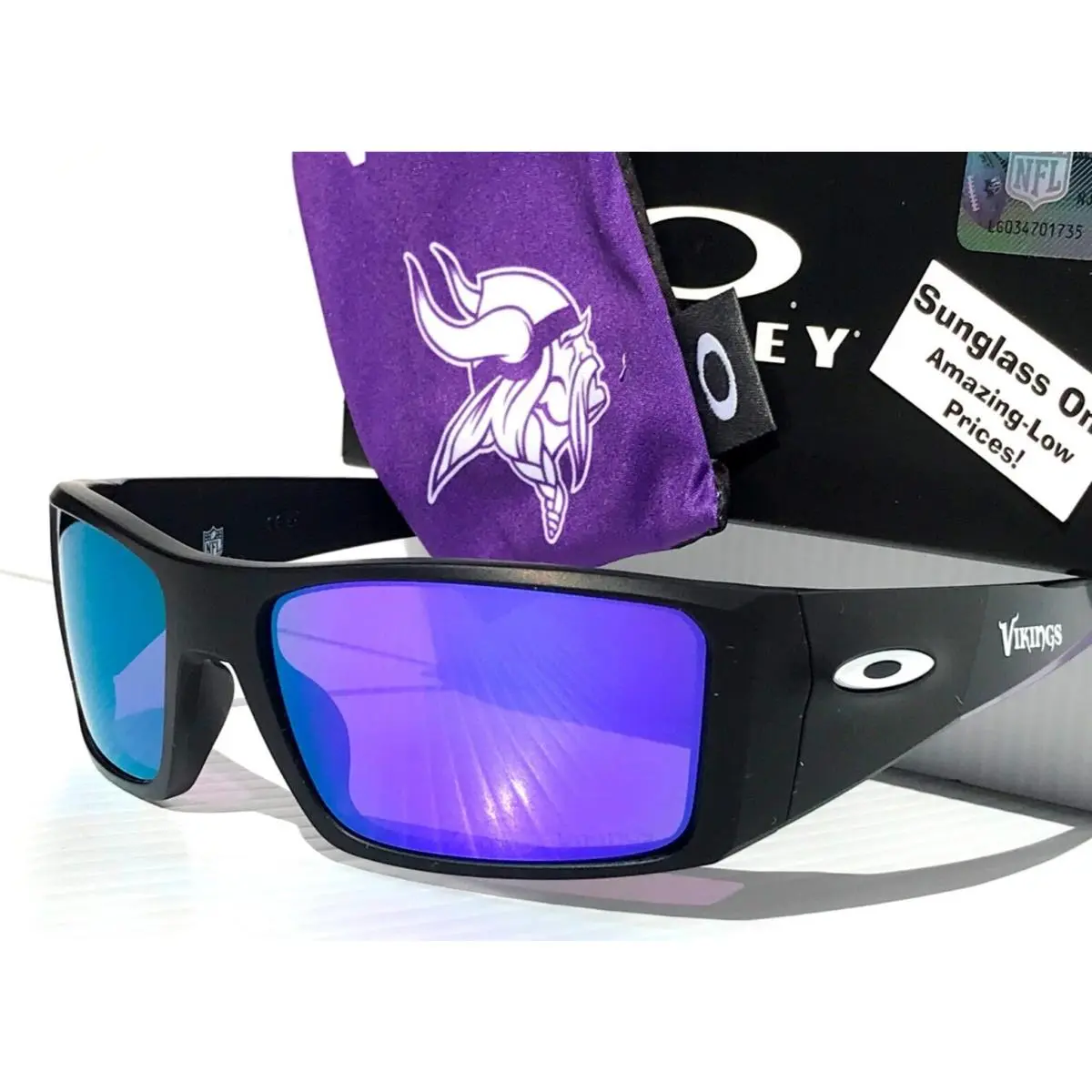 Nfl Oakley Heliostat Matte Black Vikings w Prizm Violet Lens Sunglass 9231-29