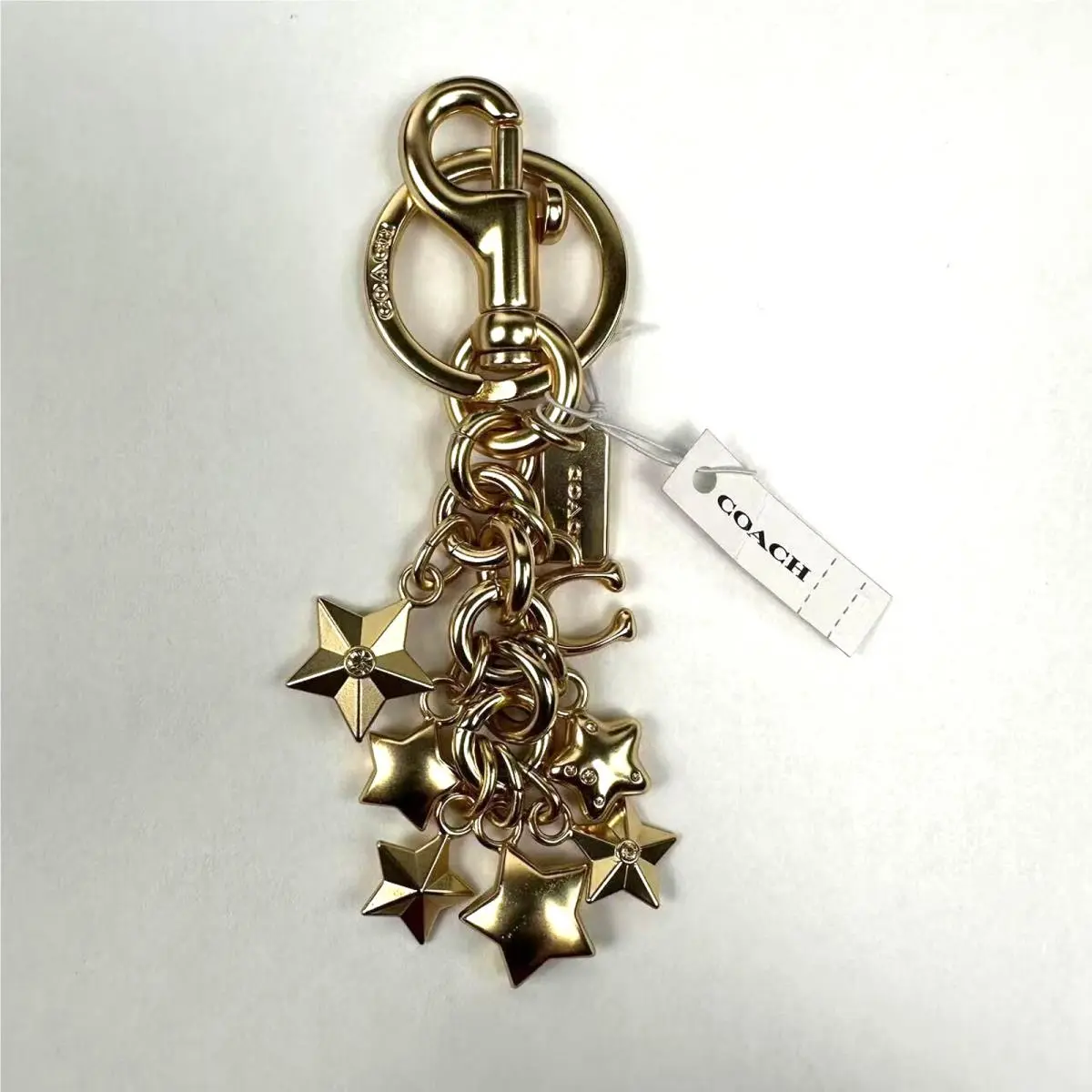 Coach Star Cluster Bag Charm with Key Ring In Gold CW490