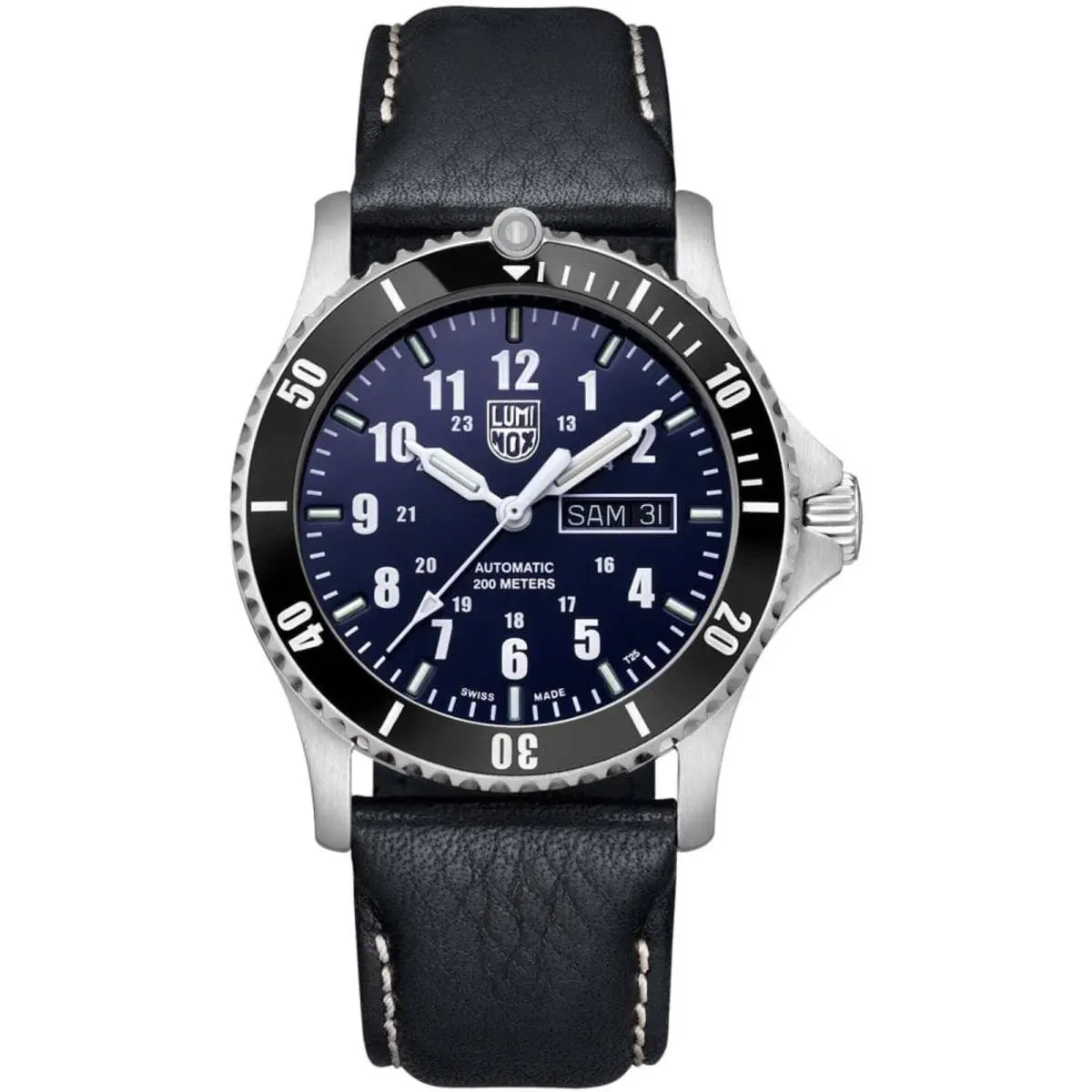 Luminox Men`s Watch Sport Timer Automatic Blue Dial Black Leather Strap XS.ZI21