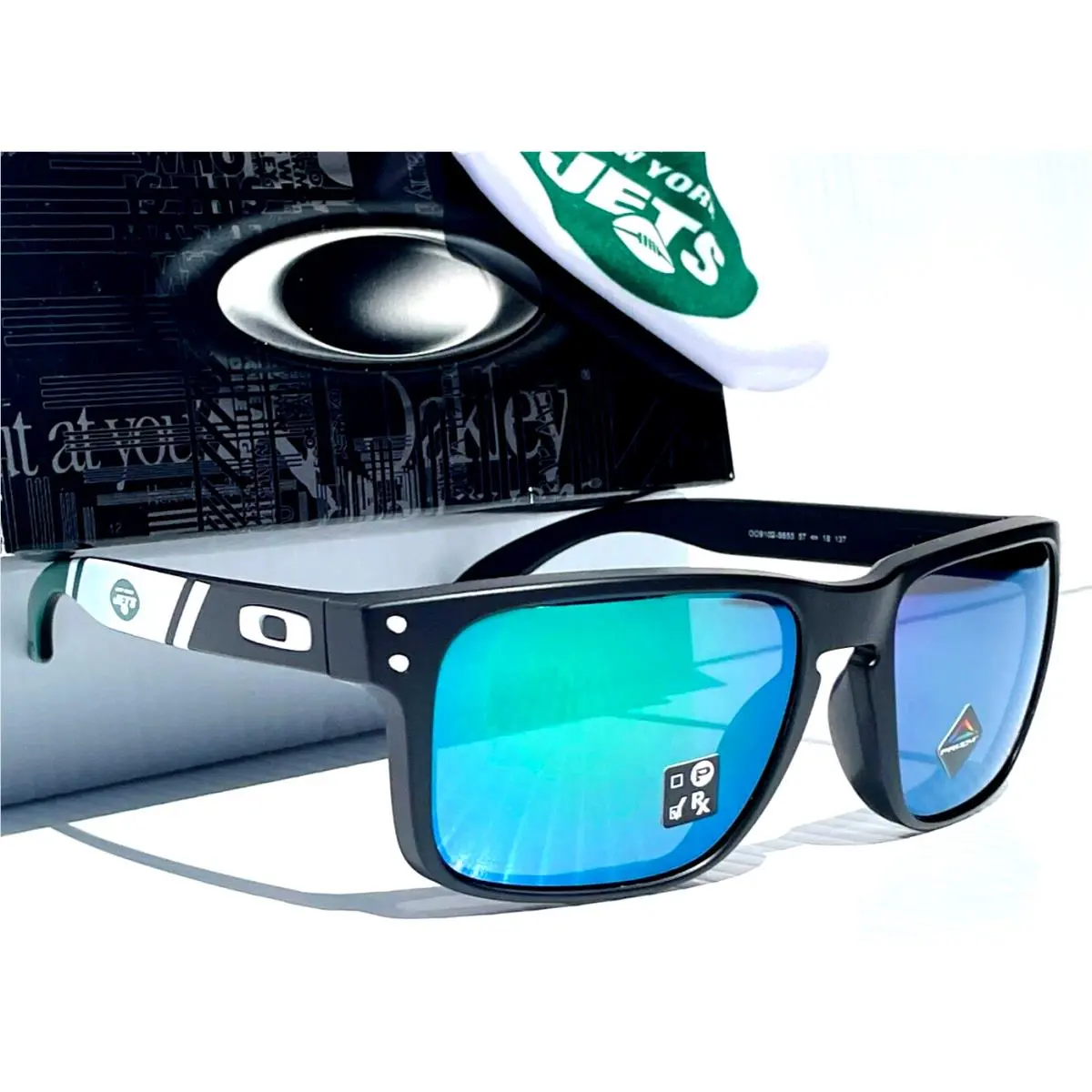 Nfl Oakley Holbrook York Jets Matte Black Prizm Jade Lens Sunglass 9102-S6