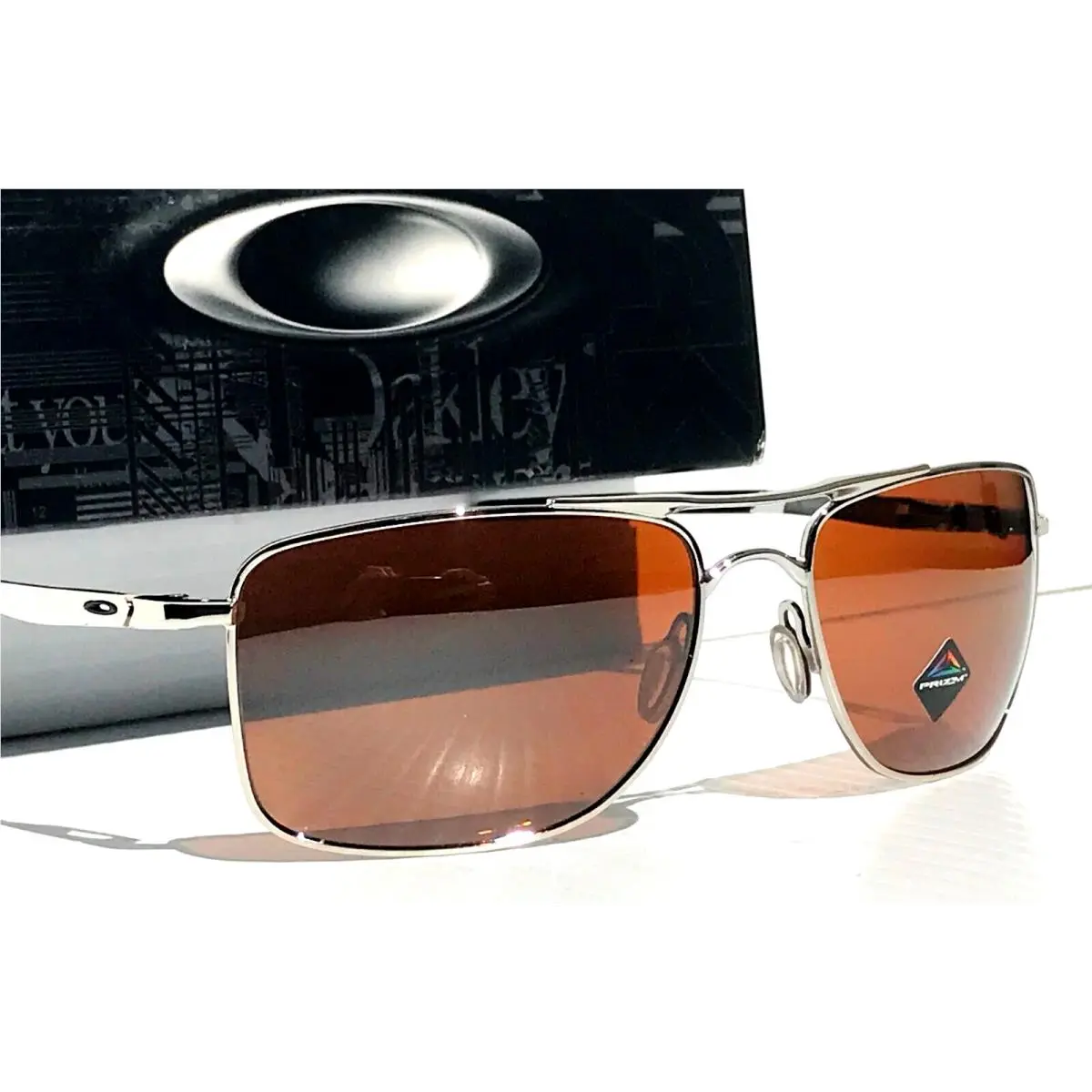 Oakley Gauge 8 Shiny Chrome Polarized Prizm Tungsten Sunglass 4124-09
