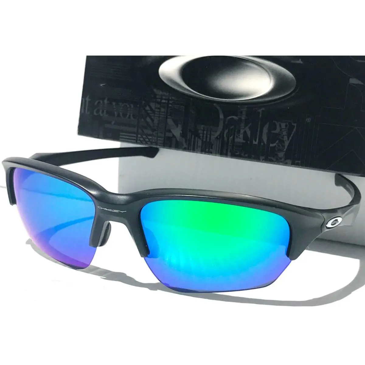 Flak Beta Matte Black Polarized Galaxy Jade Sunglass 9363 with Case by Oakley