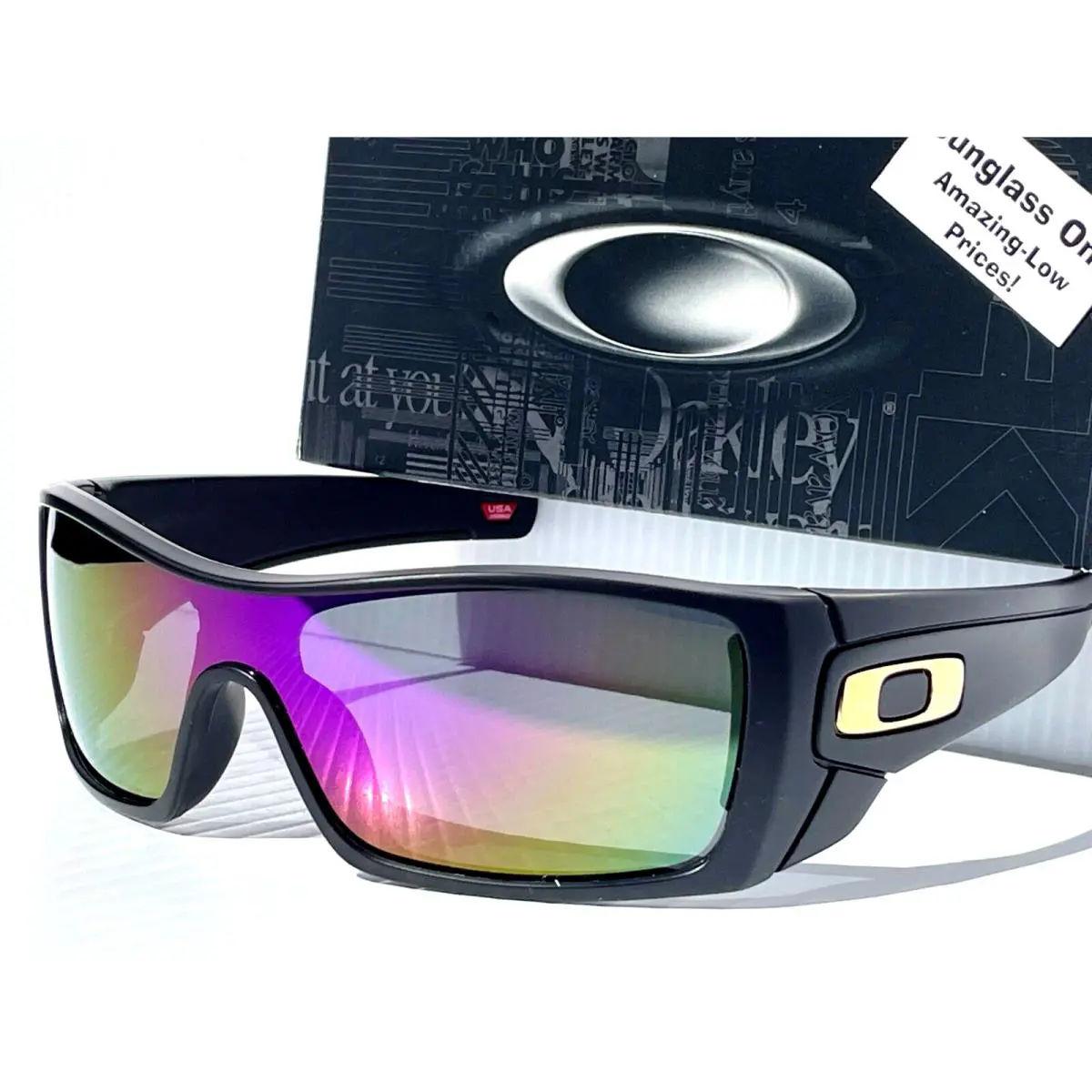 Batwolf Matte Black Gold Icon Polarized Galaxy Violet Lens Sunglass 9101 by Oakley