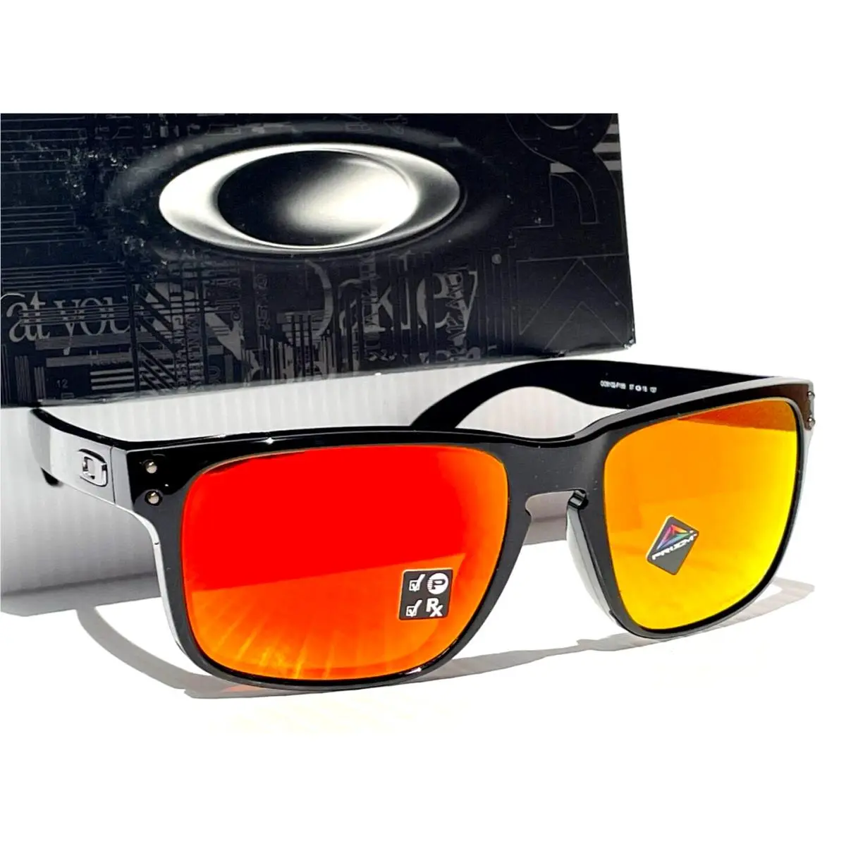 Oakley Holbrook Shiny Black Polarized Prizm Ruby Lens Sunglass 9102-F1