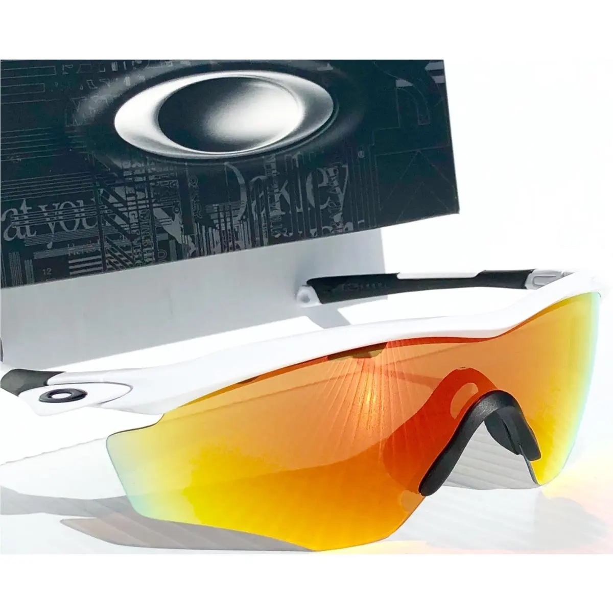Oakley M2 Shiny White w Fire Iridium Lens Sunglass 9343-05 with Case