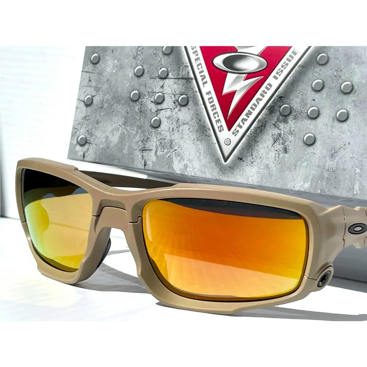 Shocktube Ballistic Desert Terrain Tan Polarized Ruby Sunglass 9329 by Oakley