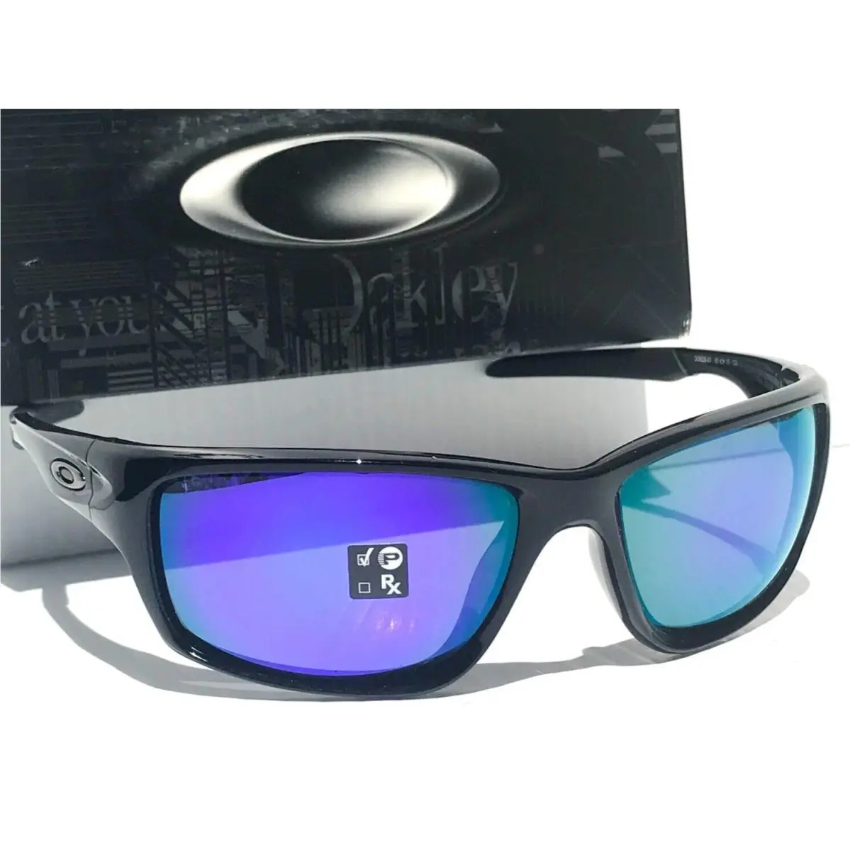 Oakley Canteen Shiny Black Polarized Violet Iridium Lens Sunglass 9225-07