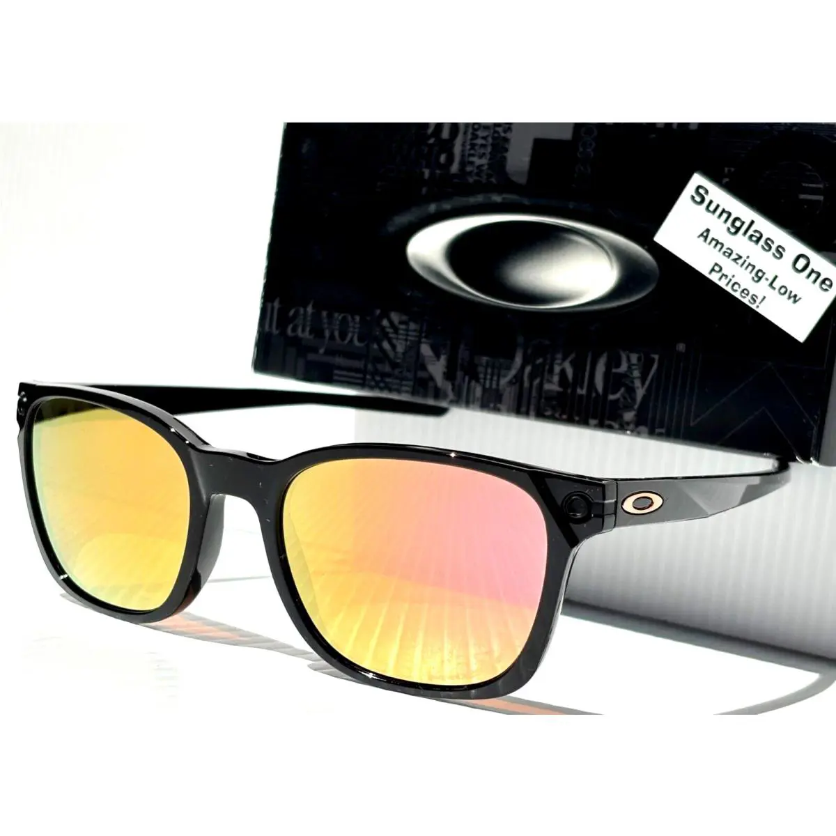 Ojector Shiny Black Polarized Prizm Rise Gold Sunglass 9018-06 by Oakley