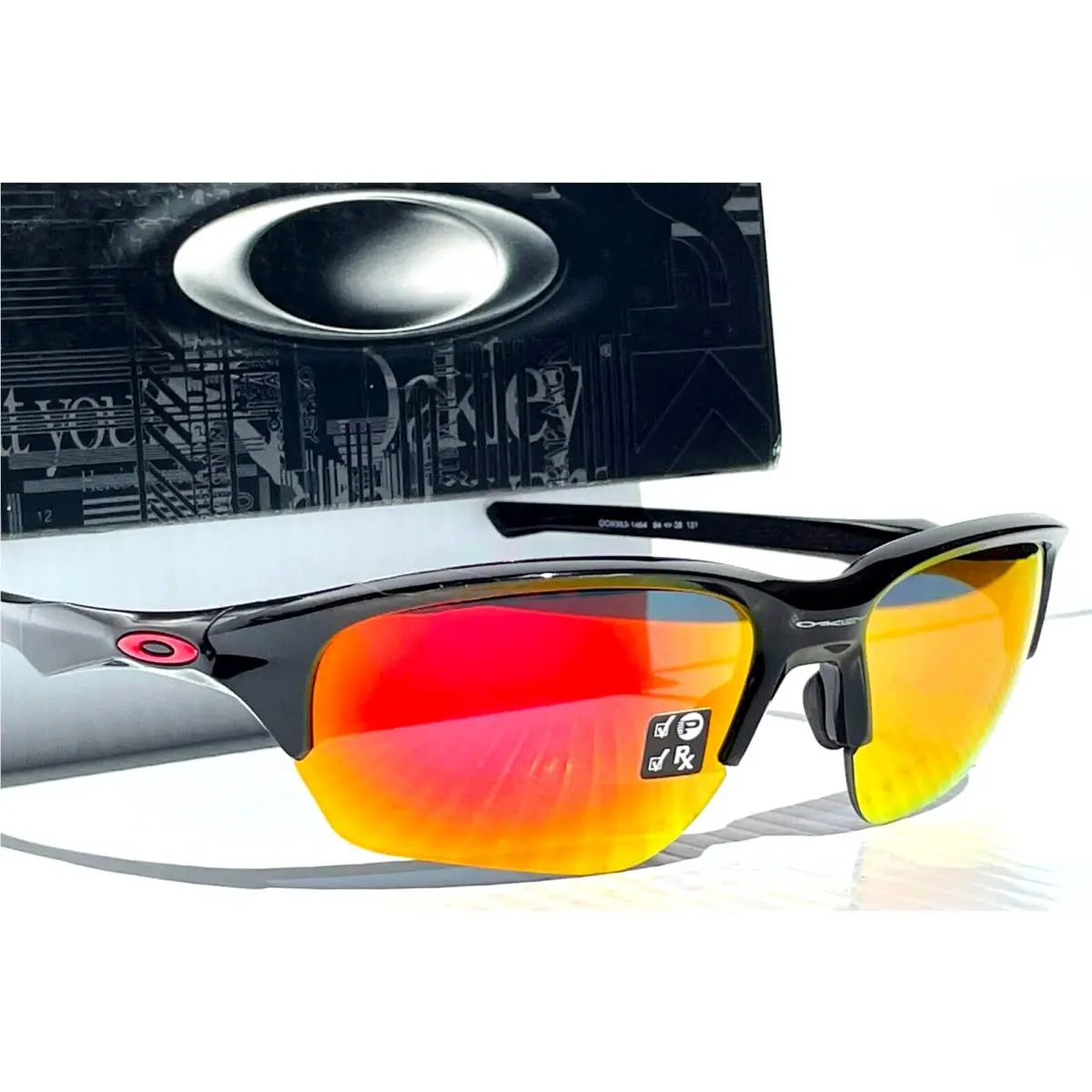 Oakley Flak Beta Shiny Black Polarized Ruby Lens Sunglass 9363-14