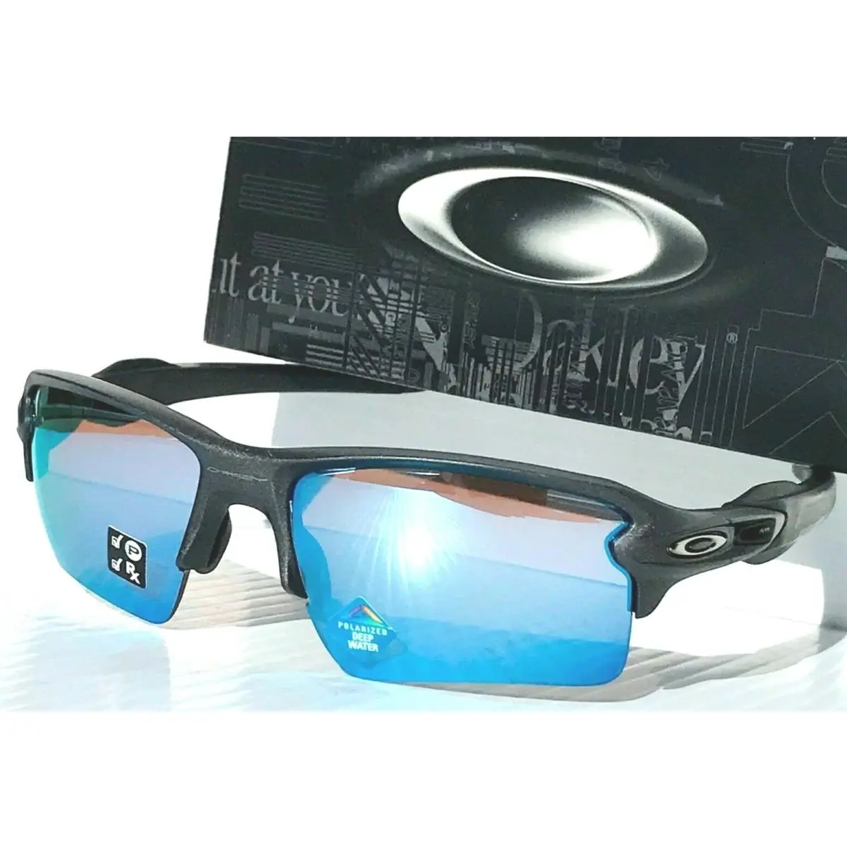 Oakley Flak 2.0 XL Lead Steel Prizm Polarized Deep Water H2O Sunglass 9188