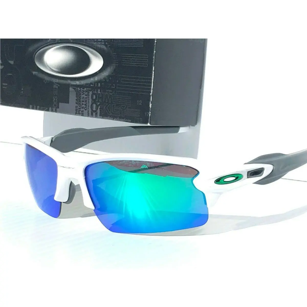 Oakley Flak 2.0 White w Green Polarized Galaxy Jade Lens Sunglass 9188