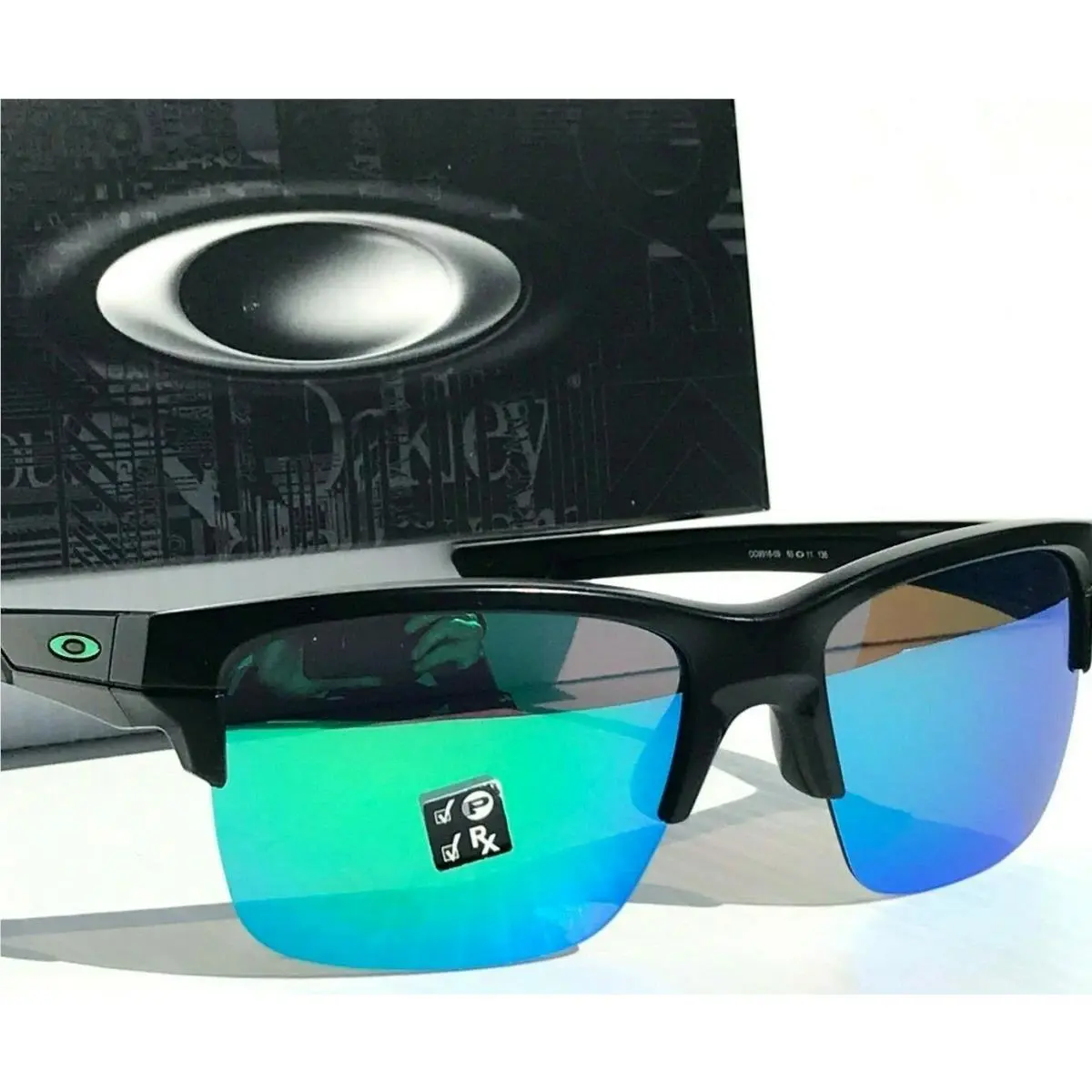 Oakley Thinlink Matte Black Polarized Galaxy Jade Sunglass 9316