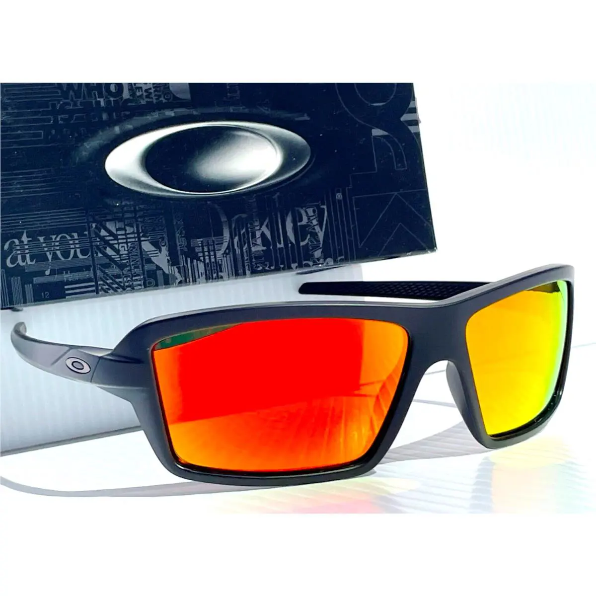 Cables Matte Black Polarized Galaxy Ruby Lens Sunglass 9129 by Oakley
