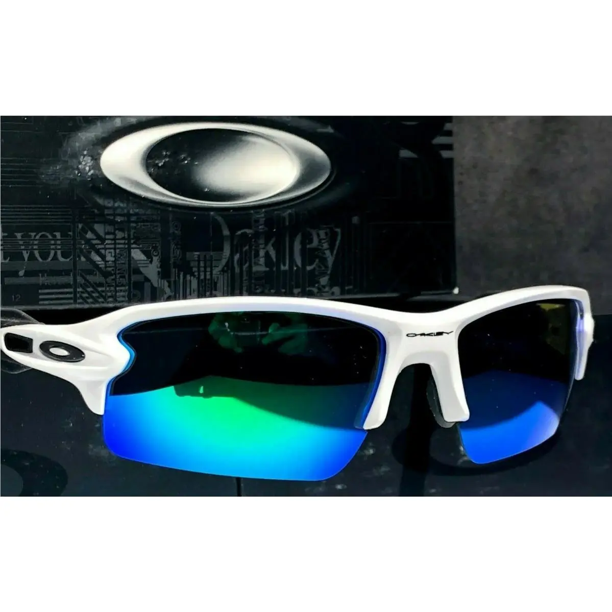 Oakley Flak 2.0 White w Polarized Galaxy Jade Sunglass 9188