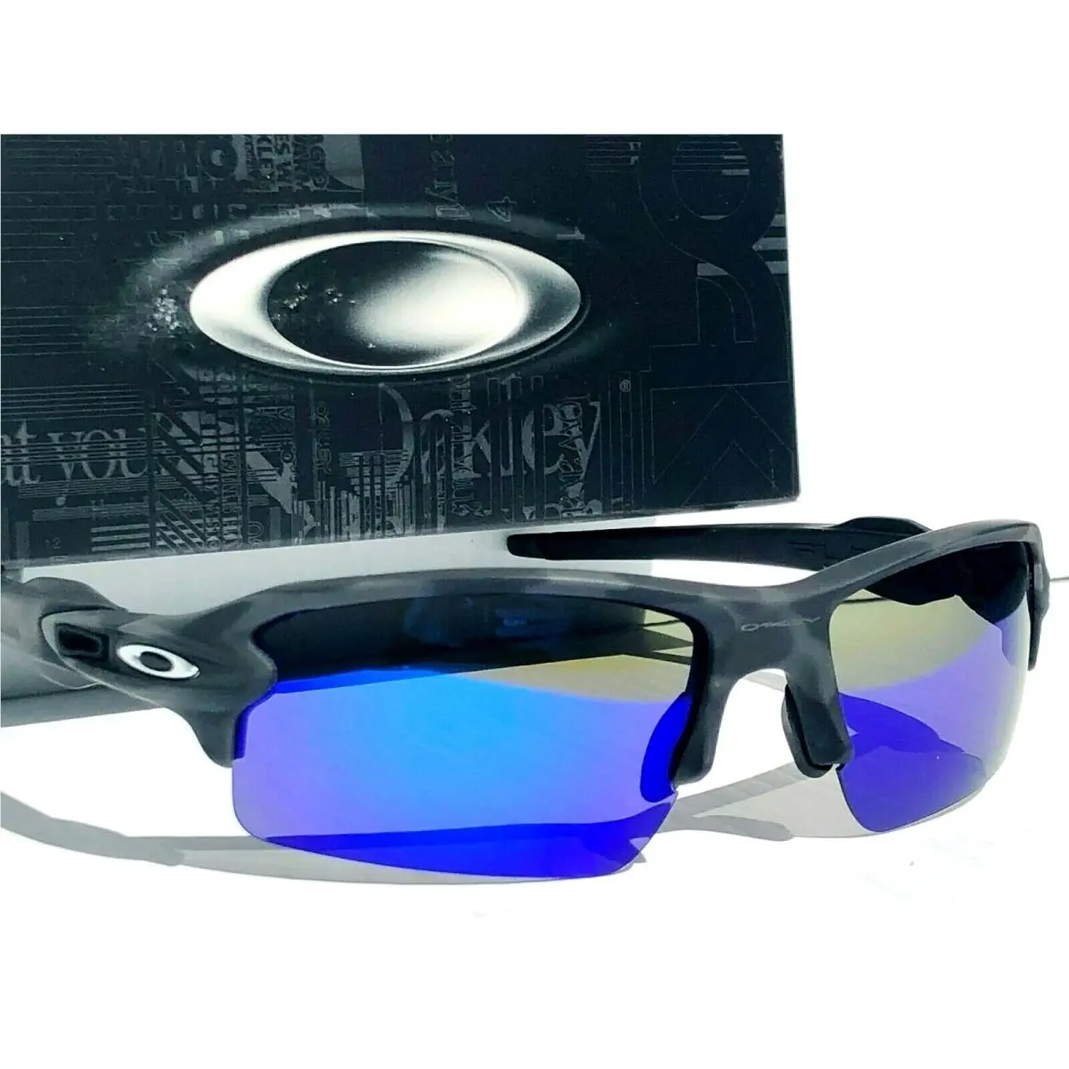 Oakley Flak 2.0 Black Camo w Polarized Galaxy Blue Mirror Sunglass 9188