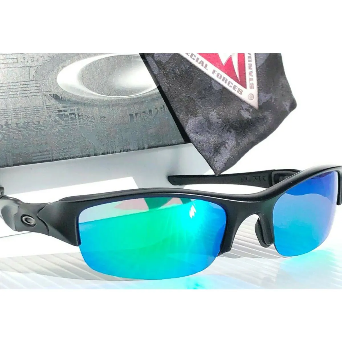 Flak Jacket Matte Black Polarized Galazy Jade Mirror Sunglass 9009 by Oakley