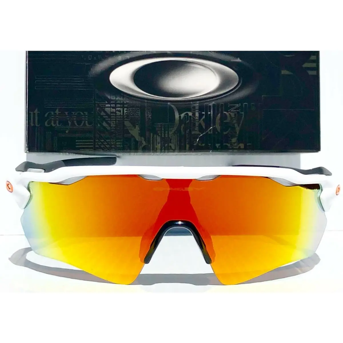 Oakley Radar EV Path White Bike w Fire Ruby Iridium Lens Sunglass 9208-16
