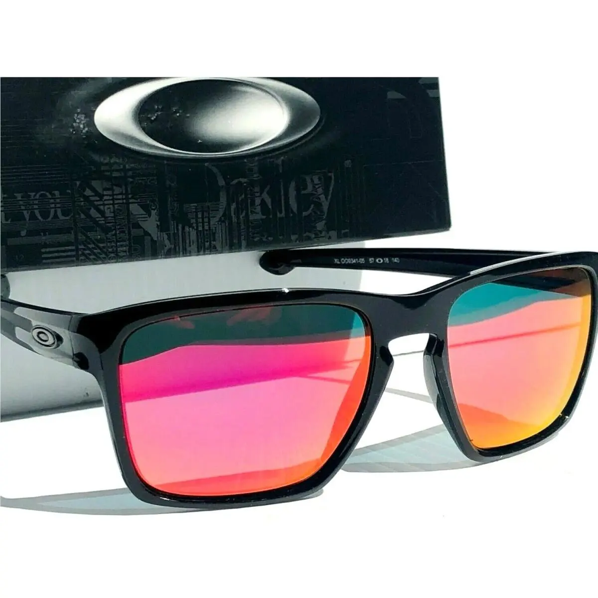 Oakley Sliver XL Shiny Black Polarized Galaxy Pink Magenta Sunglass 9341-05
