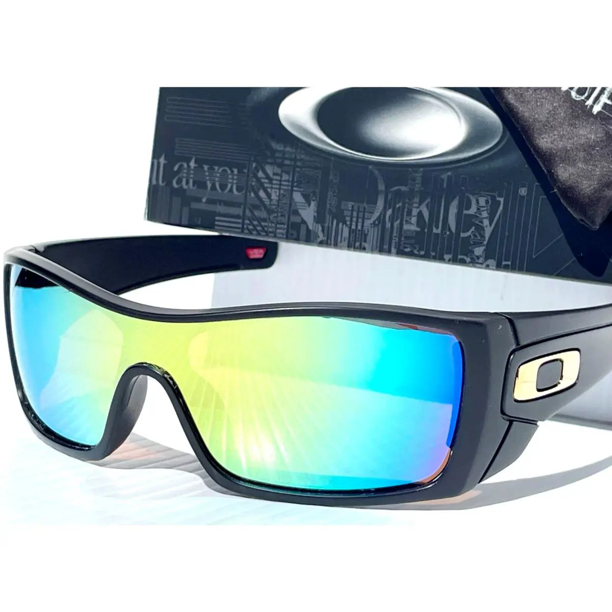 Batwolf Matte Black Gold Icon Polarized Galaxy Gold Mirror Sunglass 9101 by Oakley
