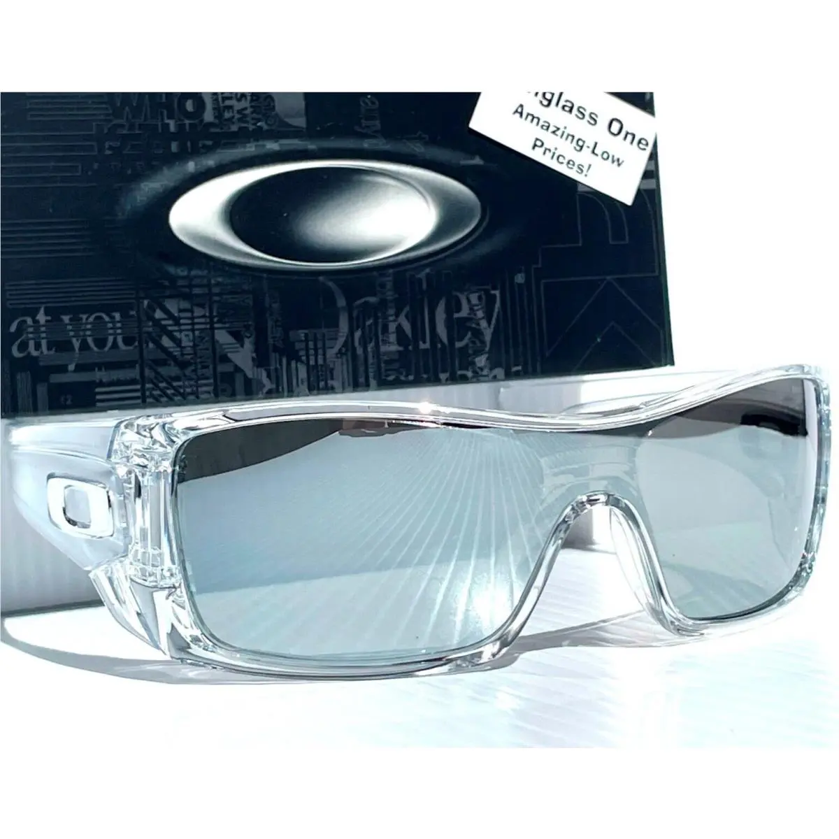 Oakley Batwolf Shiny Clear Polarized Galaxy Chrome Mirror Lens Sunglass 9101