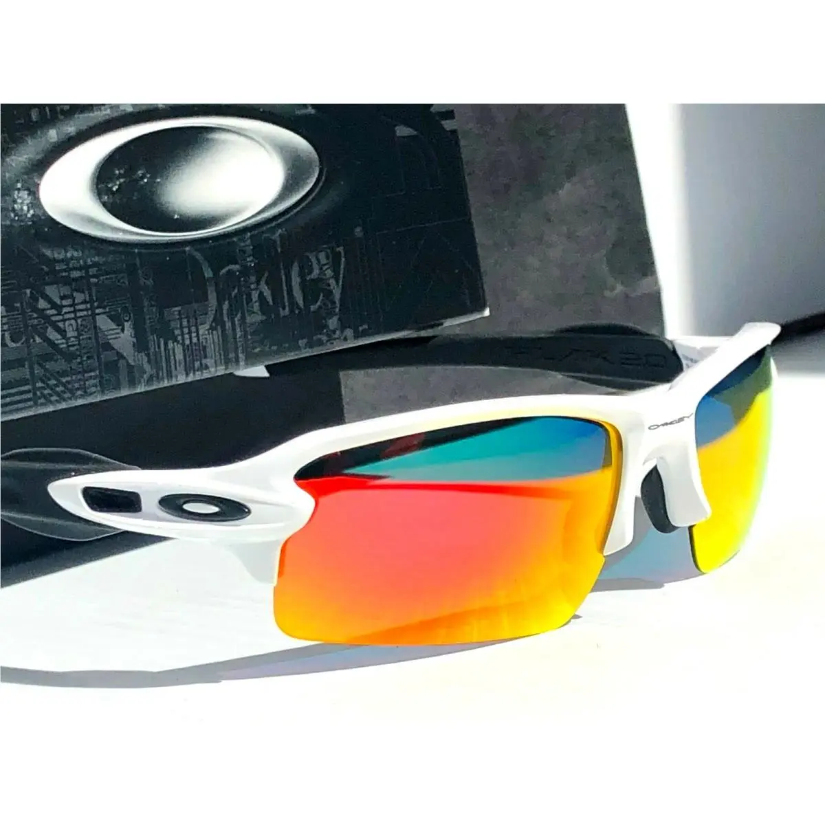 Oakley Flak 2.0 White w Polarized Galaxy Ruby Sunglass 9188