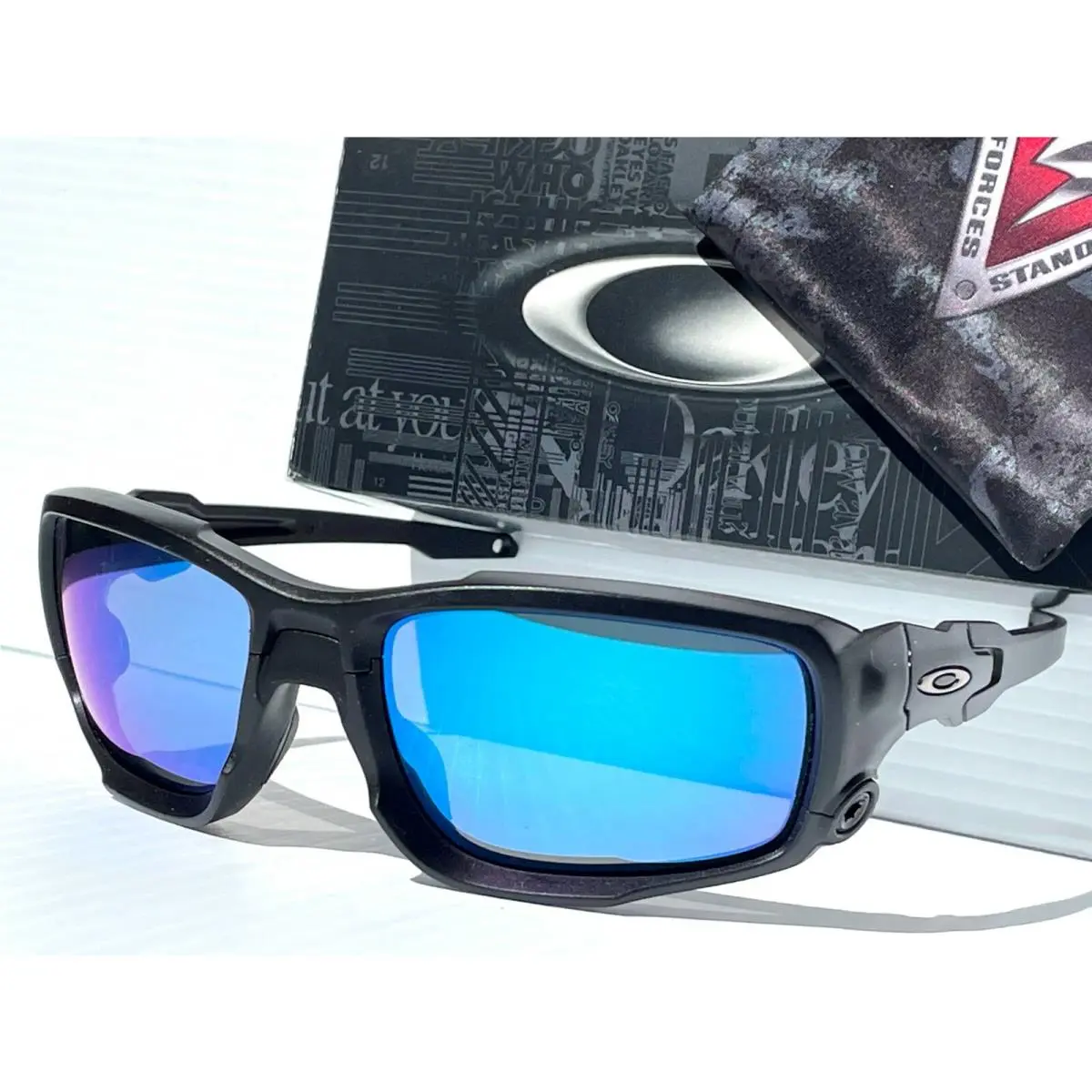 Oakley Shocktube Matte Black w Polarized Galaxy Blue Sunglass 9329