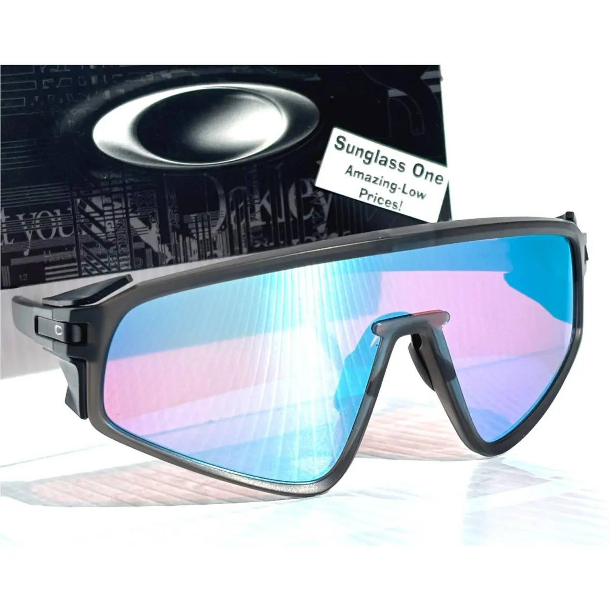 Oakley Latch Panel Matte Grey Smoke Prizm Snow Sapphire Sunglass 9404-12