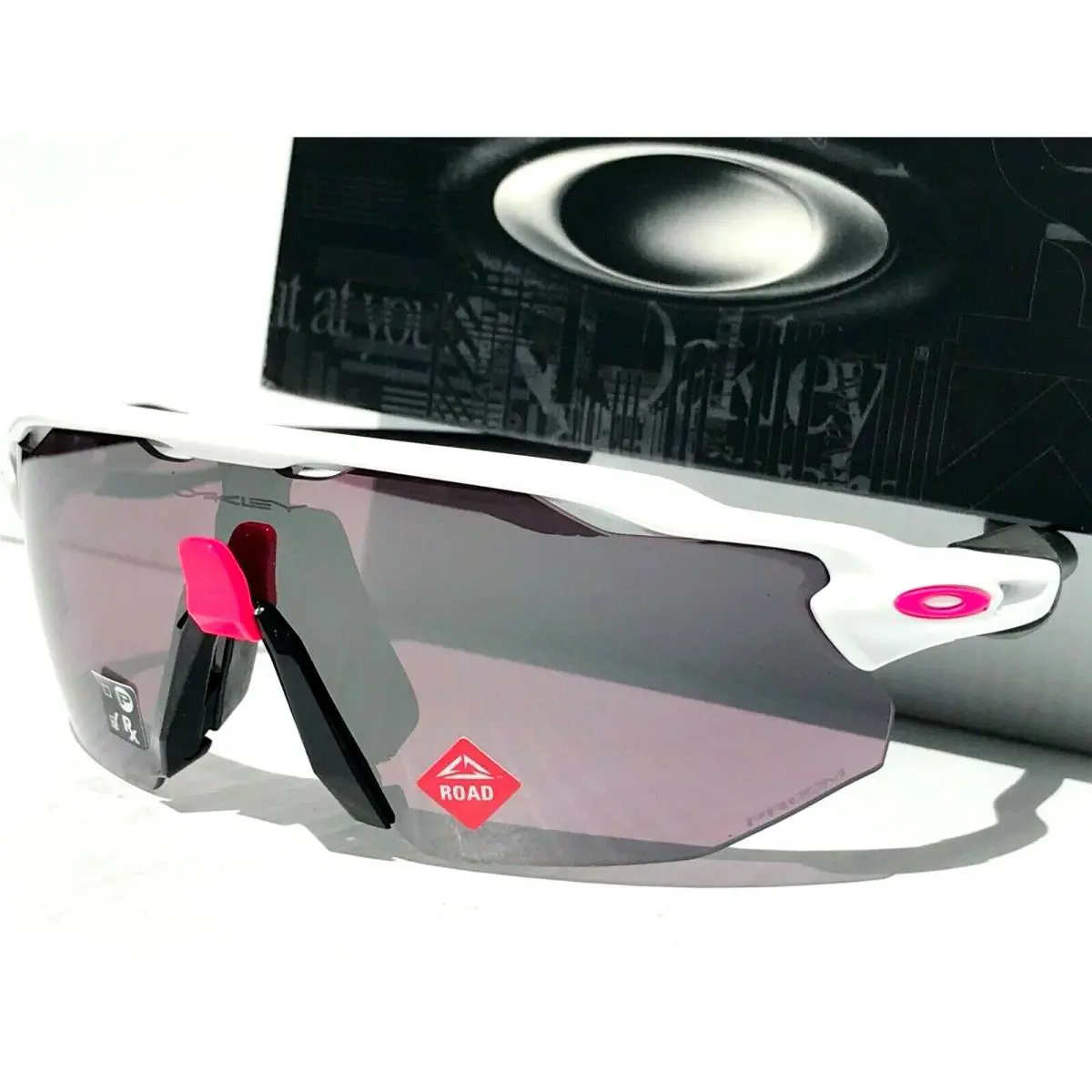 Radar EV Advancer Shiny White Pink Prizm Road Black Sunglass 9442-04 by Oakley