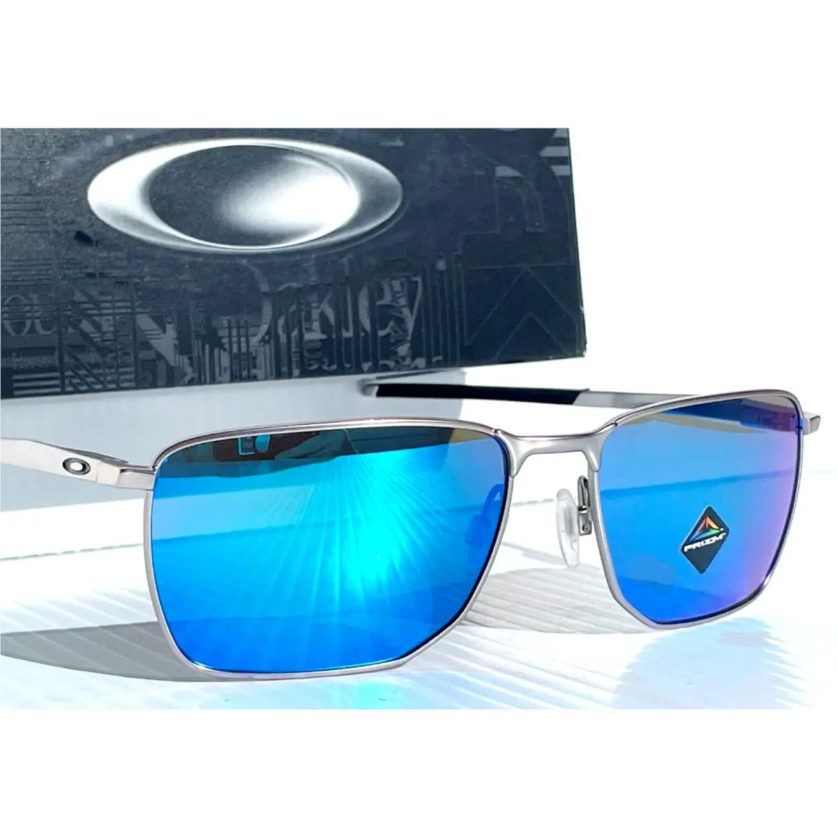 Oakley Ejector Satin Chrome Prizm Sapphire Lens Sunglass 4142-04