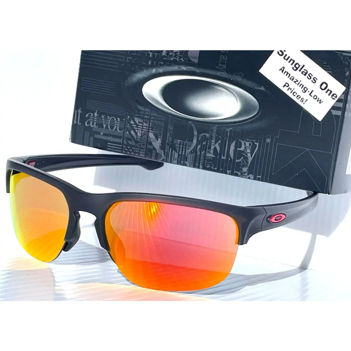Sliver Edge Matte Black Ink w Ruby Iridium Lens Sunglass 9413-02 by Oakley