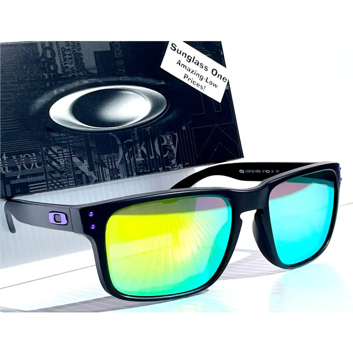 Oakley Holbrook Matte Black Polarized Galaxy Gold Lens Sunglass 9102-K6