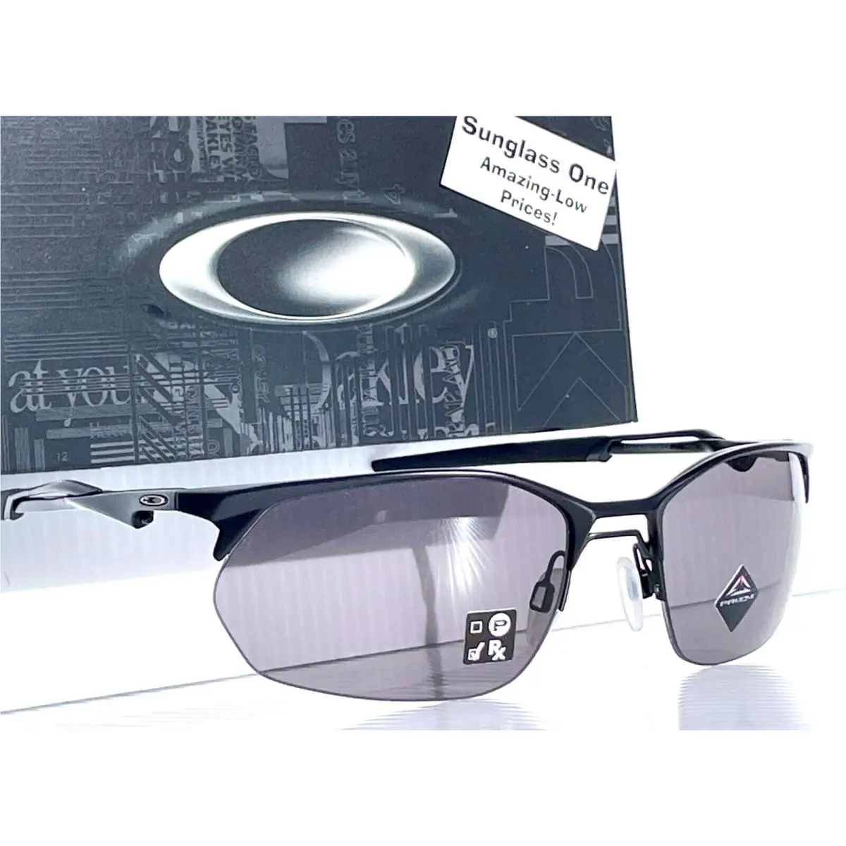 Oakley Wire Tap 2.0 Satin Black Metal Prizm Grey Lens Sunglass 4145-07