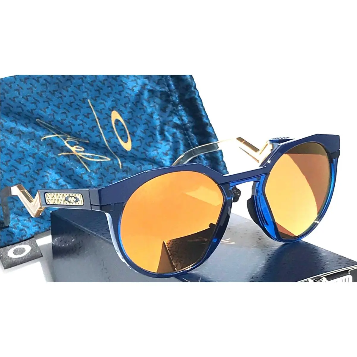 Oakley Hstn Navy Transparent Blue Frame Polarized 24K Prizm Sunglass 9242-11