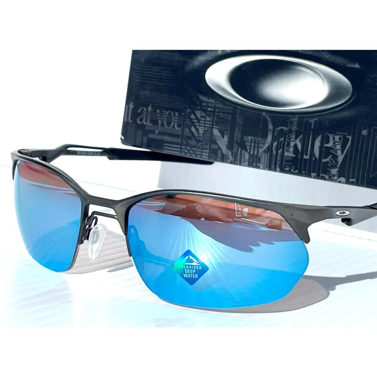 Oakley Wire Tap 2.0 Satin Lead Polarized Prizm Deep Water Sunglass 4145-06
